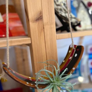 Air Plant Hanger – Red/Black/Tan – 12″ x 2.5″ - Fused Glass