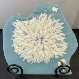 Light Blue Modern Flower Wall Piece - Fused Glass