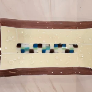 “Caramel Drizzle” Tray 4″ x 8″ - Fused Glass