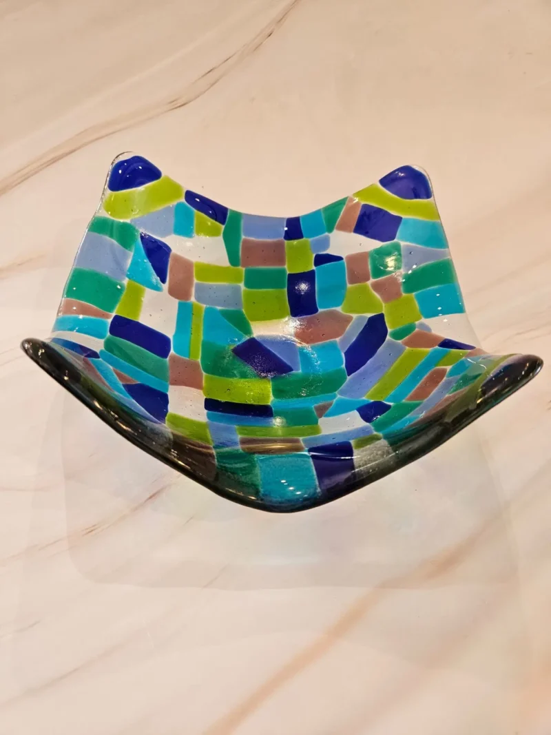 "Patchy Seas" Mosaic-Style Bowl 9" x 9" - Image 3