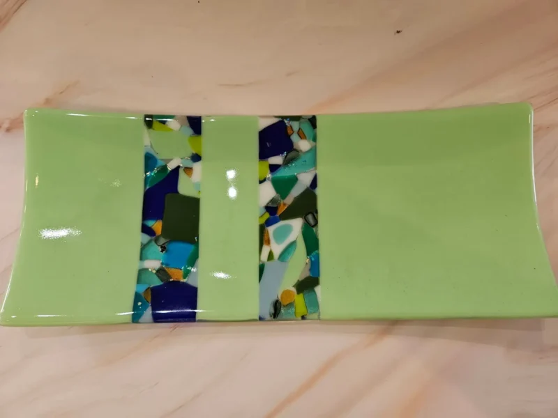 “Meadow Medley” Tray 13-1/2″ x 6″ - Fused Glass