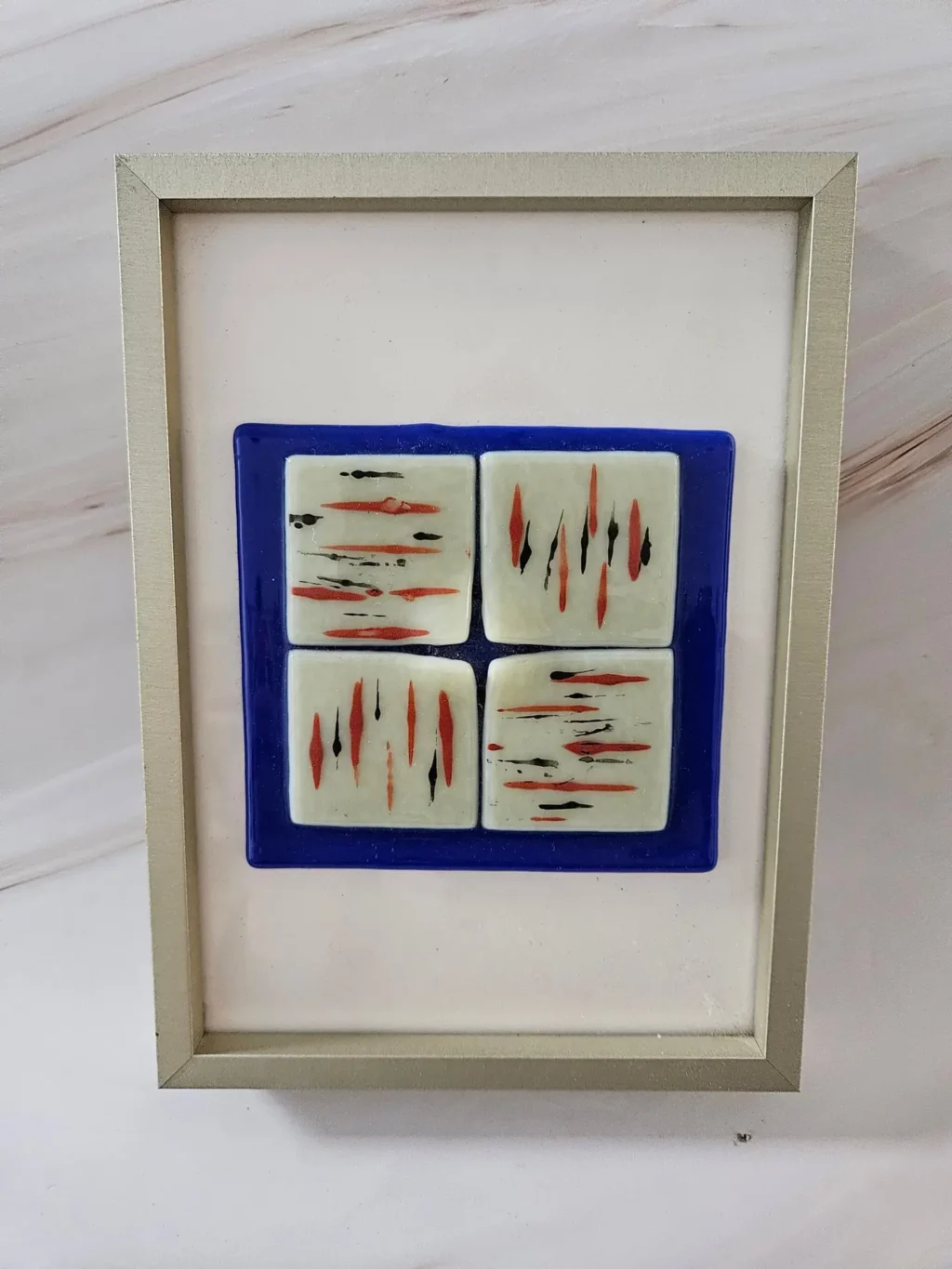 “Electric Impressions” Framed Art 5-1/2″ x 7-1/2″ - Fused Glass