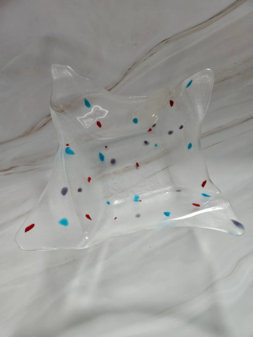 “Confetti Parade” Square Bowl 12″ x 12″ - Fused Glass