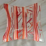 “Peppermint Sticks” Bowl 4-1/2″ Square - Fused Glass
