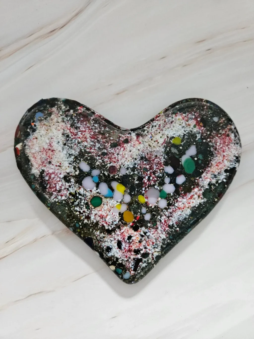 “Starry Love” Heart 5″ x 6″ - Fused Glass