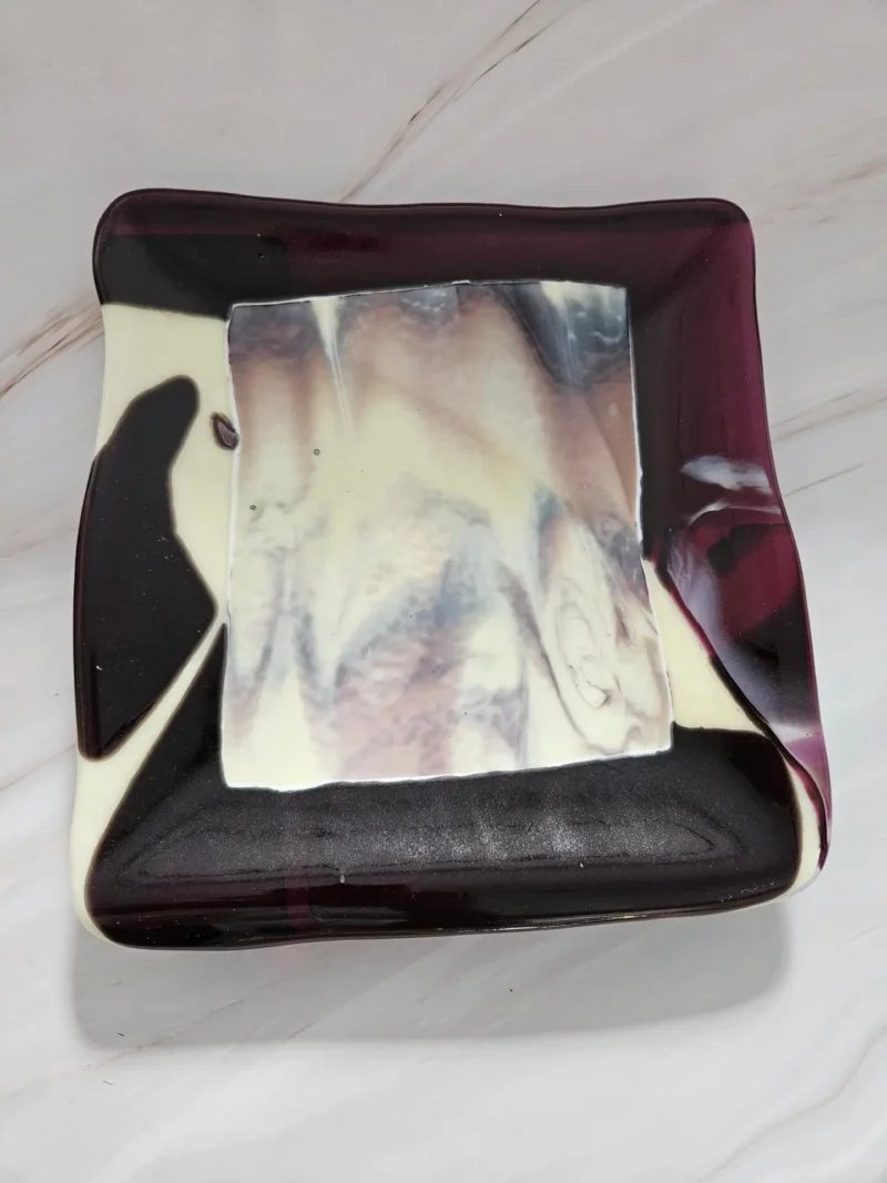 “Fluid Reflections” Plate 8-1/2″ x 8-1/2″ - Fused Glass