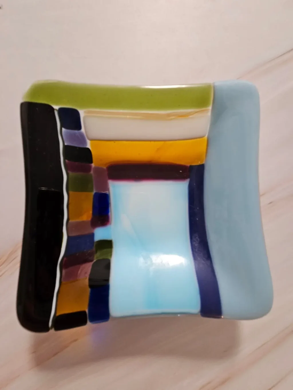 “Window of Light” Small Dish 5″ Square - Fused Glass