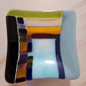 “Window of Light” Small Dish 5″ Square - Fused Glass