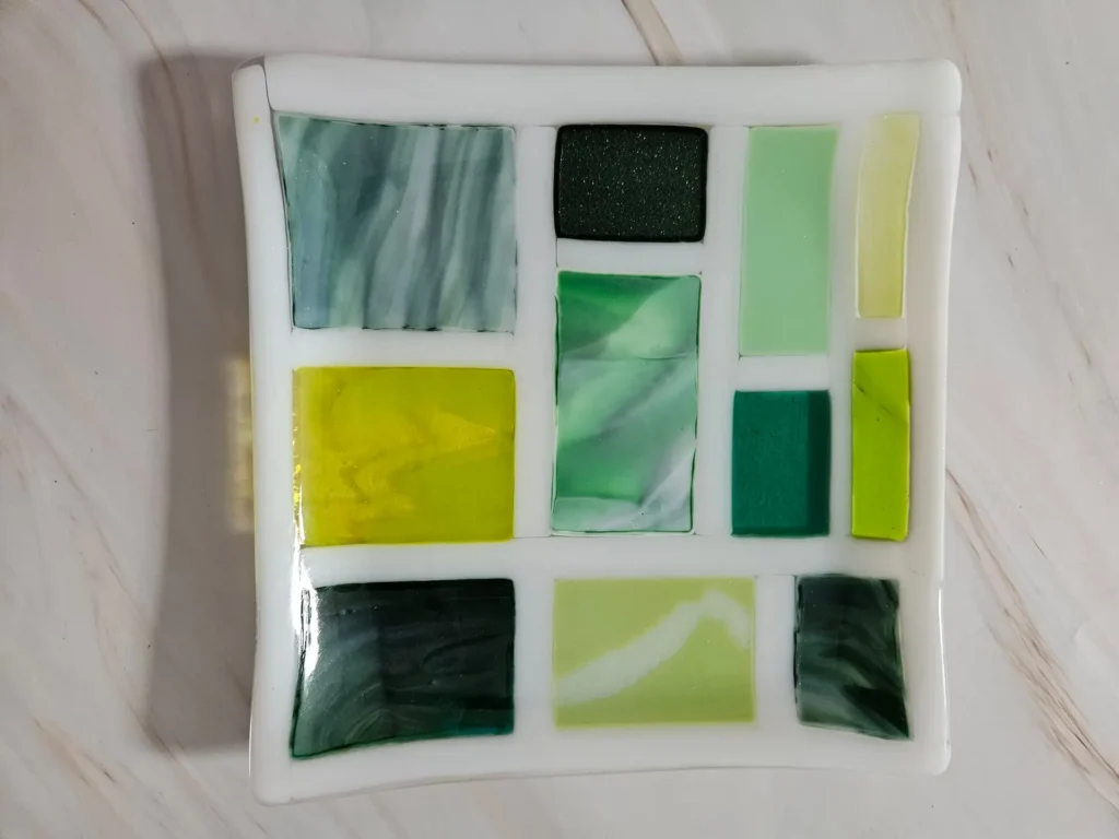 "Verdant Patchwork" Plate 8" x 8" - Image 3