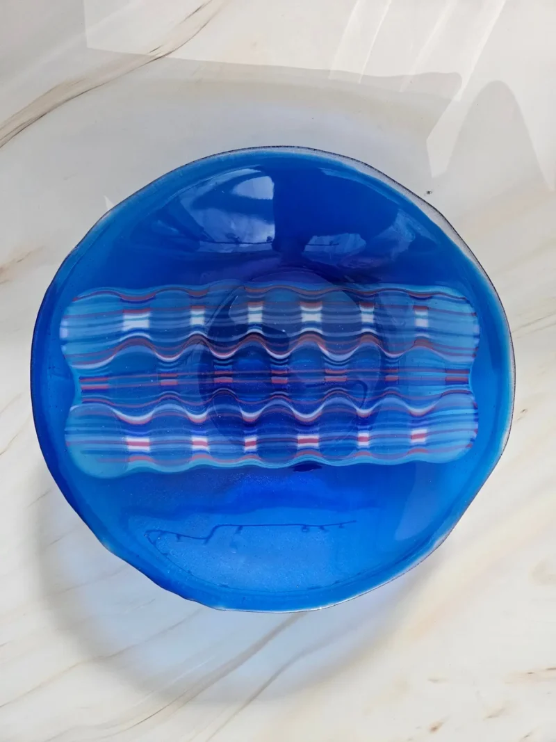 “Radar Wave” Bowl 9-1/2″ Round - Fused Glass