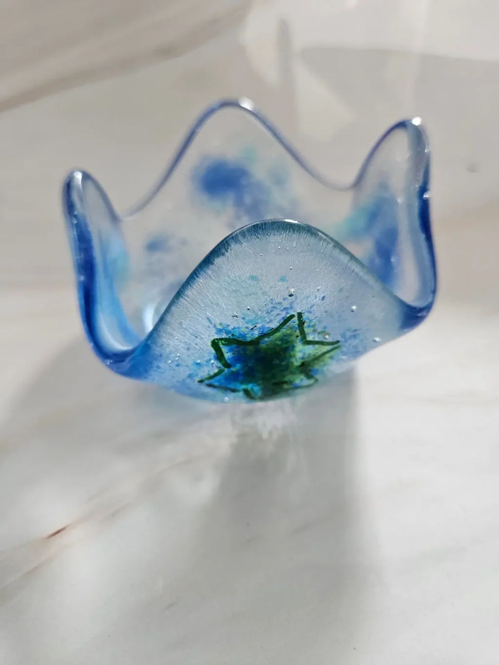 "Essence of Blue" Votive Candle Holder 3" x 3" - Image 2