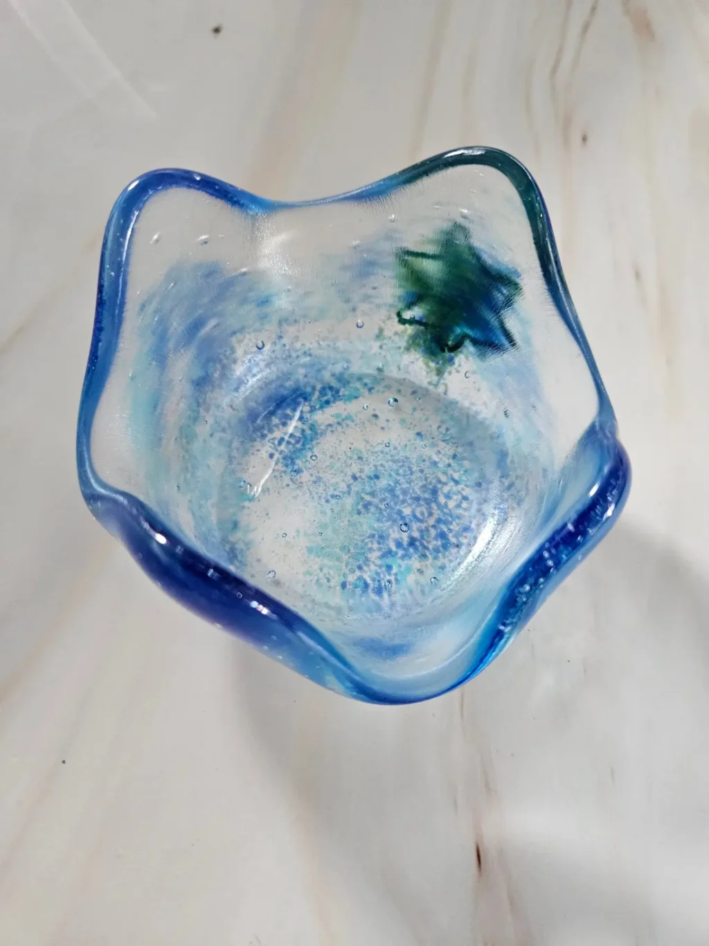 “Essence of Blue” Votive Candle Holder 3″ x 3″ - Fused Glass