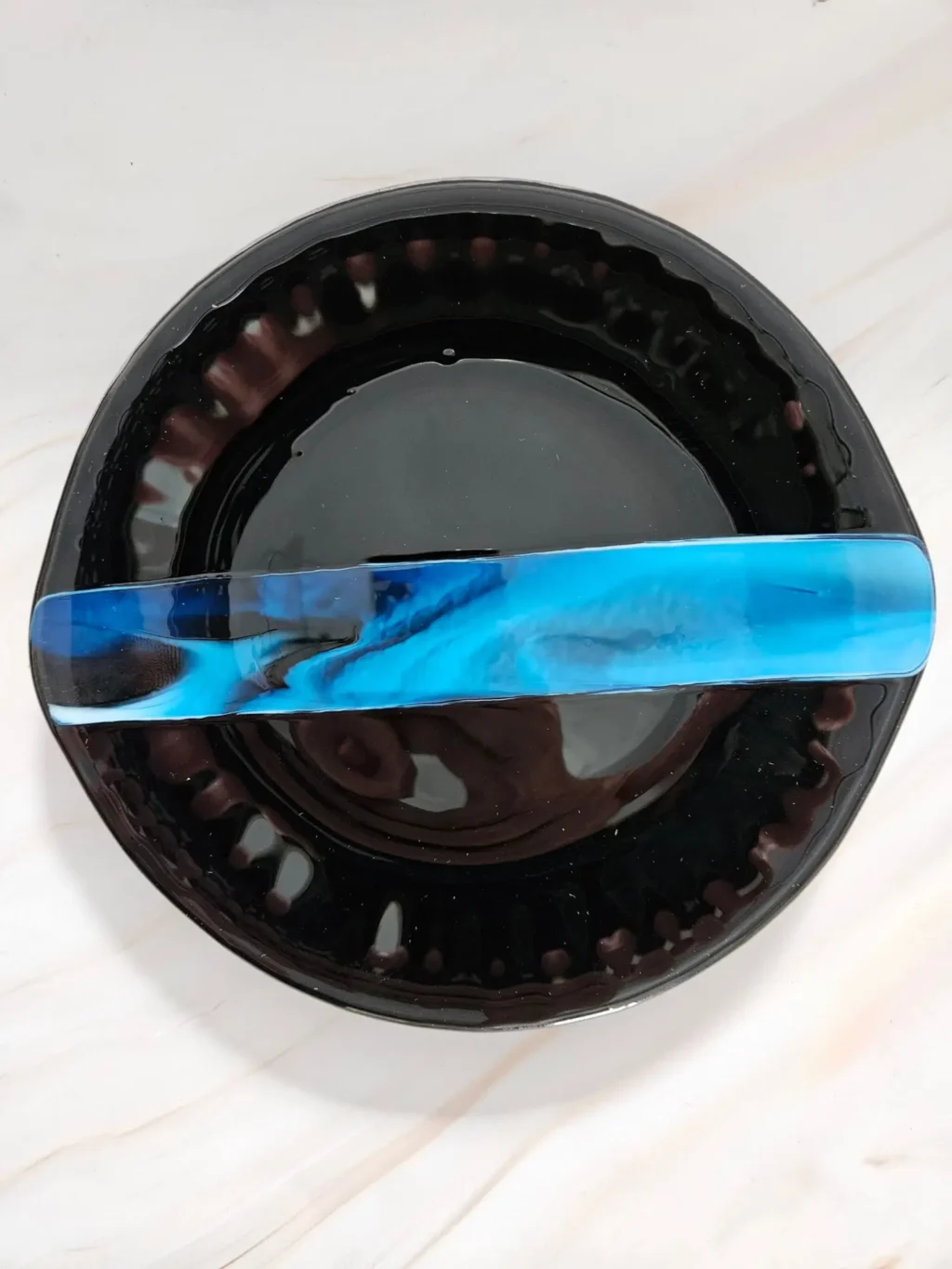 “Night Sea” Plate 8″ Round - Fused Glass