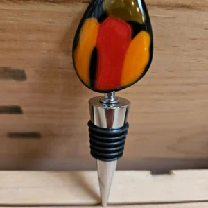 “Fiery Silhouette” Bottle Stopper 4″ H x 1″ W - Fused Glass