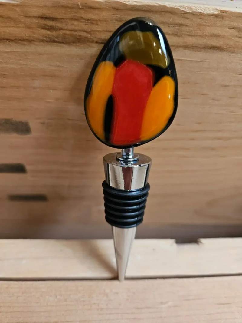 “Fiery Silhouette” Bottle Stopper 4″ H x 1″ W - Fused Glass