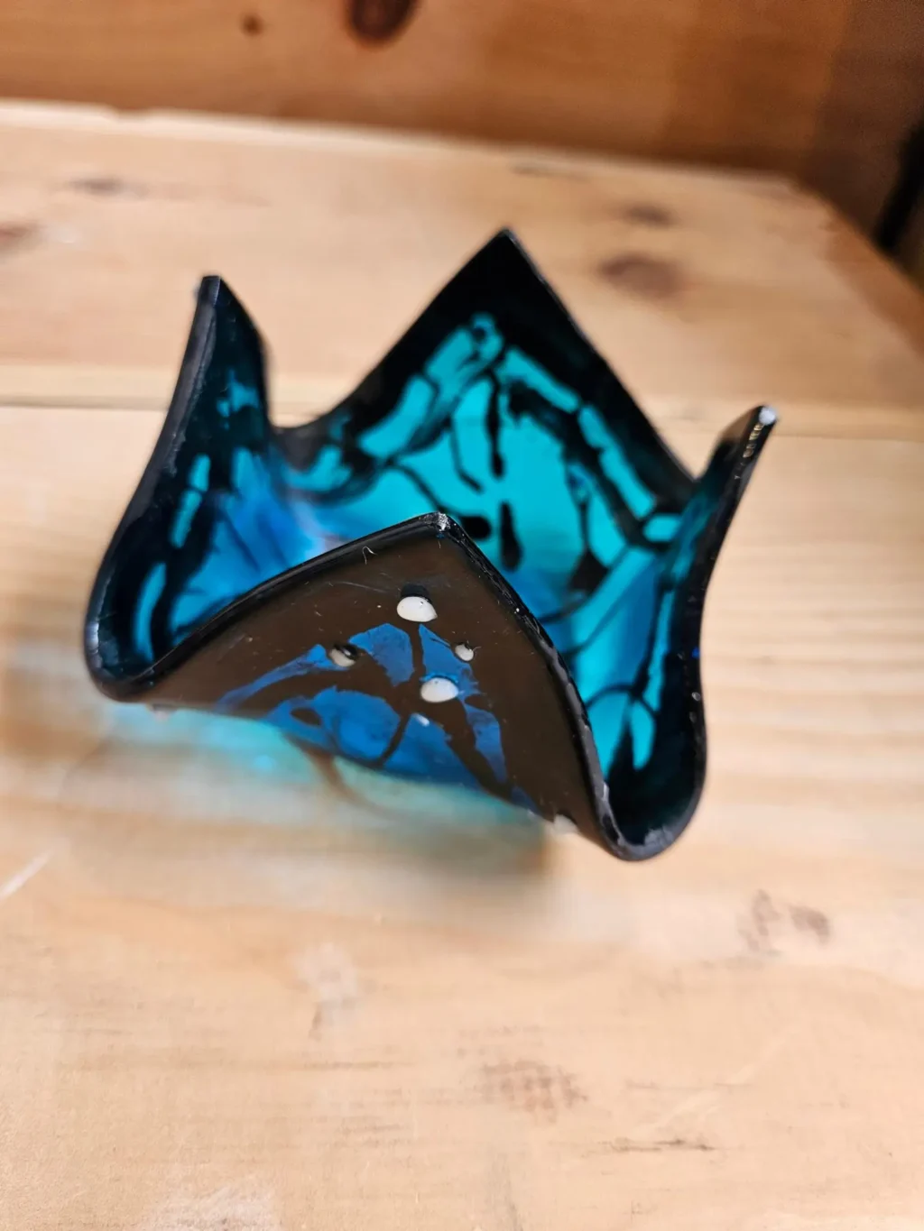 “Butterfly Dance” Votive Candle Holder 4″ x 4″ - Fused Glass