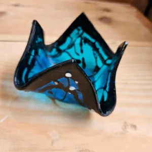 “Butterfly Dance” Votive Candle Holder 4″ x 4″ - Fused Glass