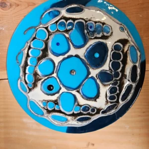 “Lunar Tides” Table Art 10″ Round - Fused Glass