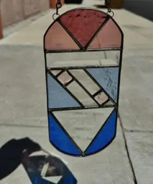 Geometric Reflection Stained Glass Panel