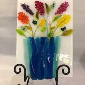 Fused Glass Flowers in Vase - Fused Glass