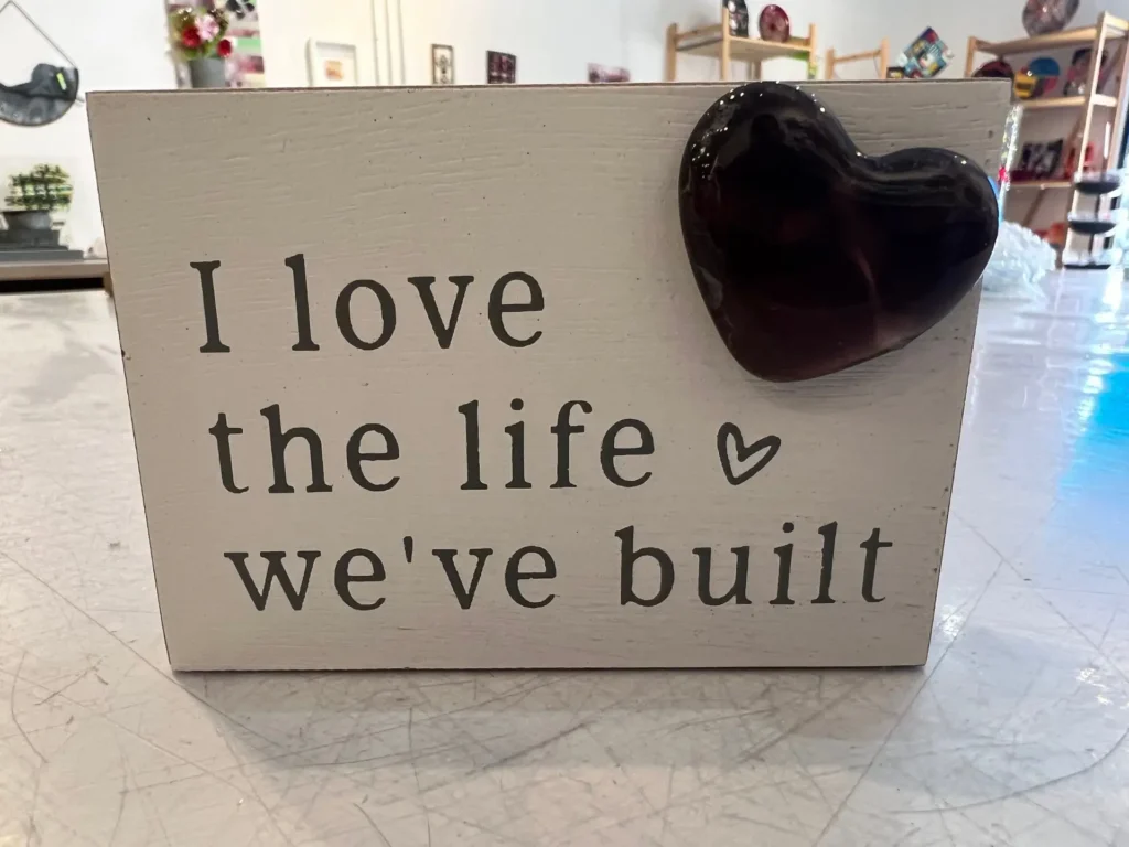 Rustic Wooden Decor with Fused Glass Heart - Image 2