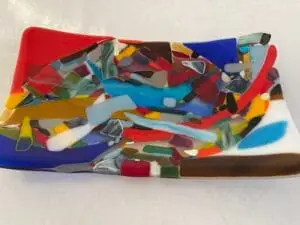 Multi-Colored With Reds, Blues, Brown, and Greens Tray 7" x 12" - Image 2