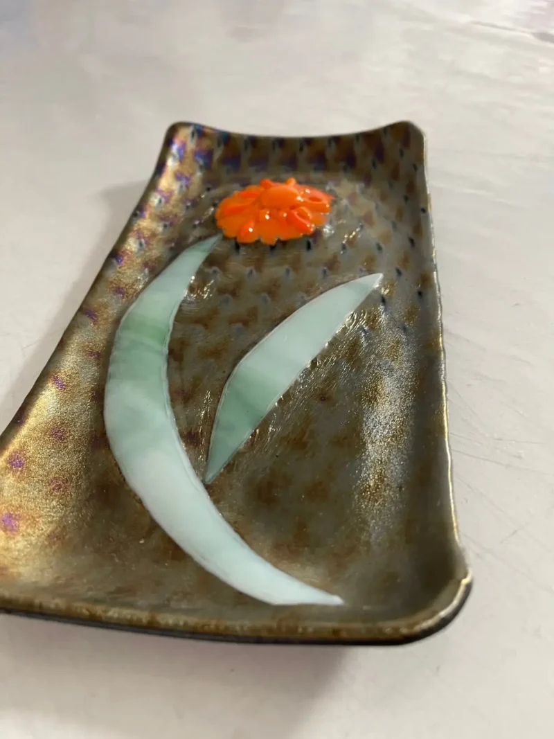 Orange Flower Small Dish 9" x 4-1/2" - Image 3