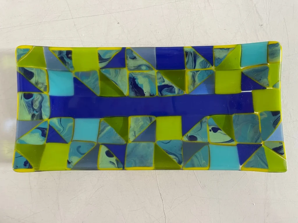 Blue, Green and Yellow Tray 10" x 4-1/2" - Image 3