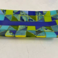 Blue, Green and Yellow Tray 10″ x 4-1/2″ - Fused Glass