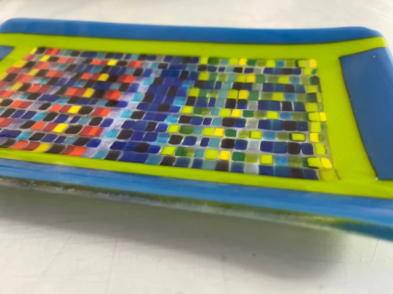 Colorful Mosaic Center Tray 6″ x 10″ - Fused Glass