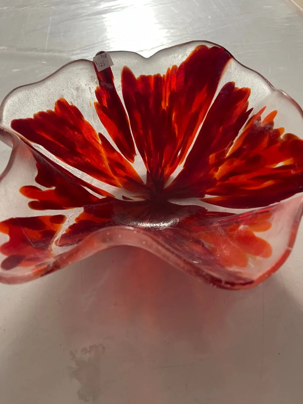 “Flamenco Bloom” Fluted Bowl 10″ - Fused Glass