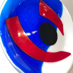 Red, White and Blue Plate 9″ Round - Fused Glass