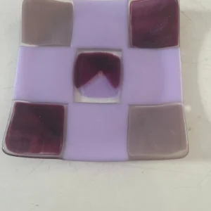 Lavender Checkerboard Plate 6″ x 6″ - Fused Glass