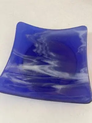 Sapphire Blue and White Small Dish 6-1/2" Square - Image 2