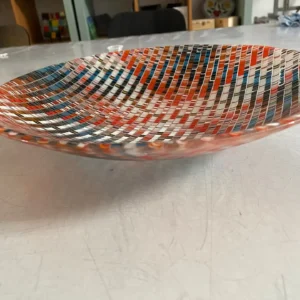 “Kaleidoscopic Horizons” 15″ Bowl - Fused Glass