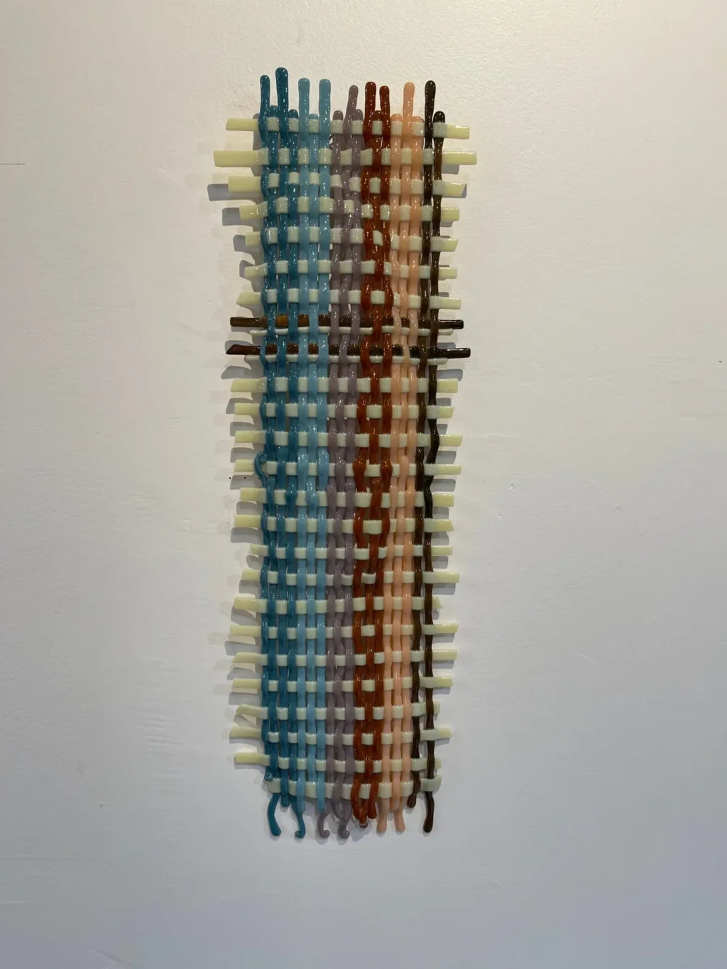 “Woven Whispers” Wall Art 24″ x 8″ - Fused Glass