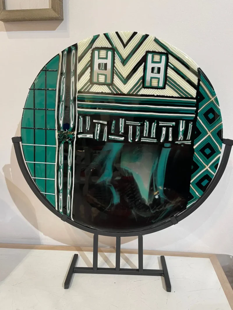 Art Deco Dream – 16″ Round with stand - Fused Glass