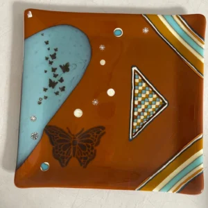 Flitter and Frolic 11 1/2 ” Square - Fused Glass