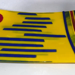 Yellow, Green and Red 7″ x 15″ Tray - Fused Glass