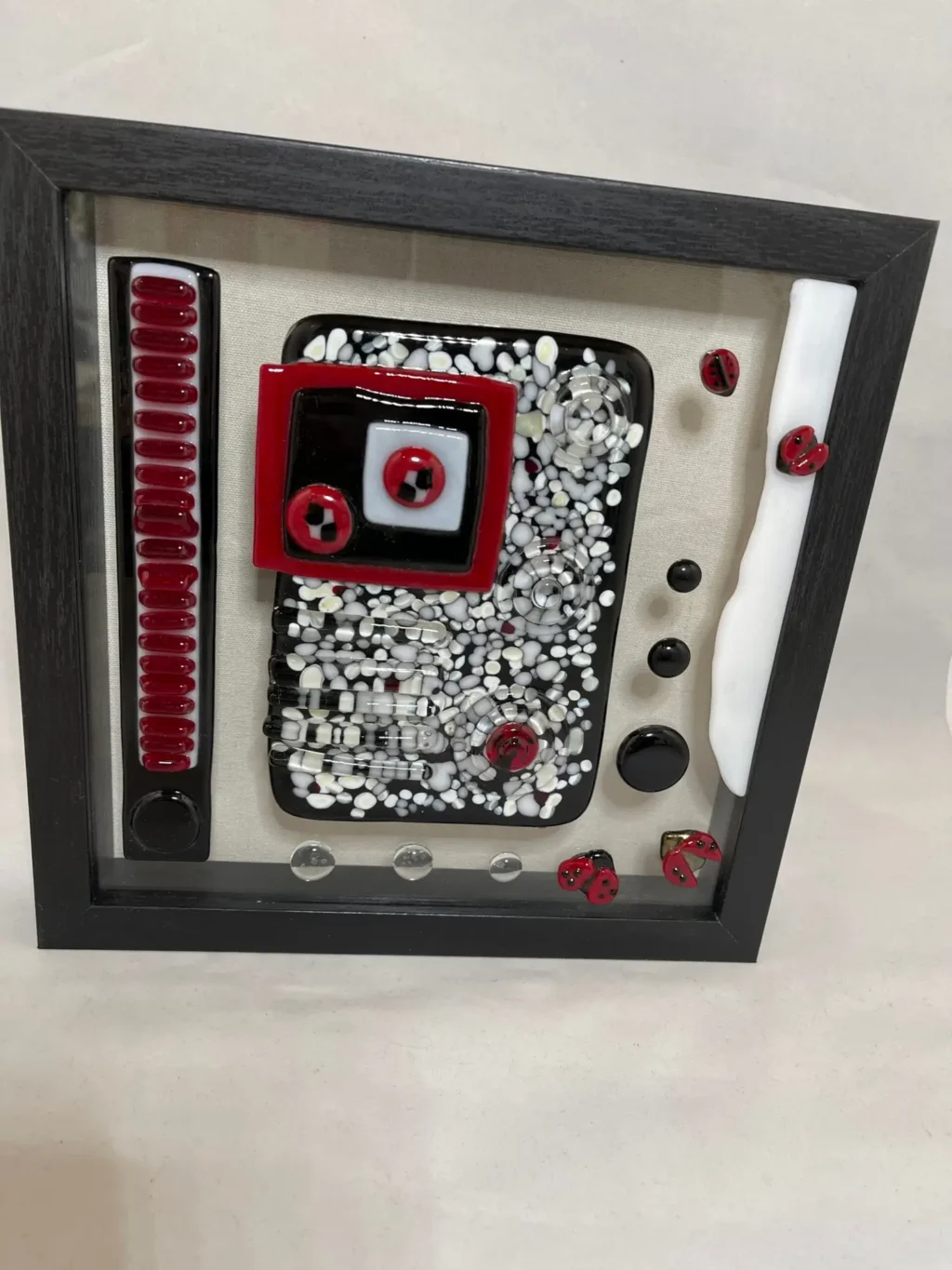 “Eclectic Montage” Framed Wall Art 10″ x 10″ - Fused Glass