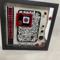 “Eclectic Montage” Framed Wall Art 10″ x 10″ - Fused Glass