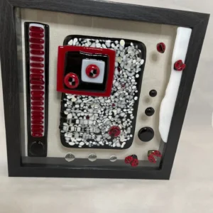 “Eclectic Montage” Framed Wall Art 10″ x 10″ - Fused Glass