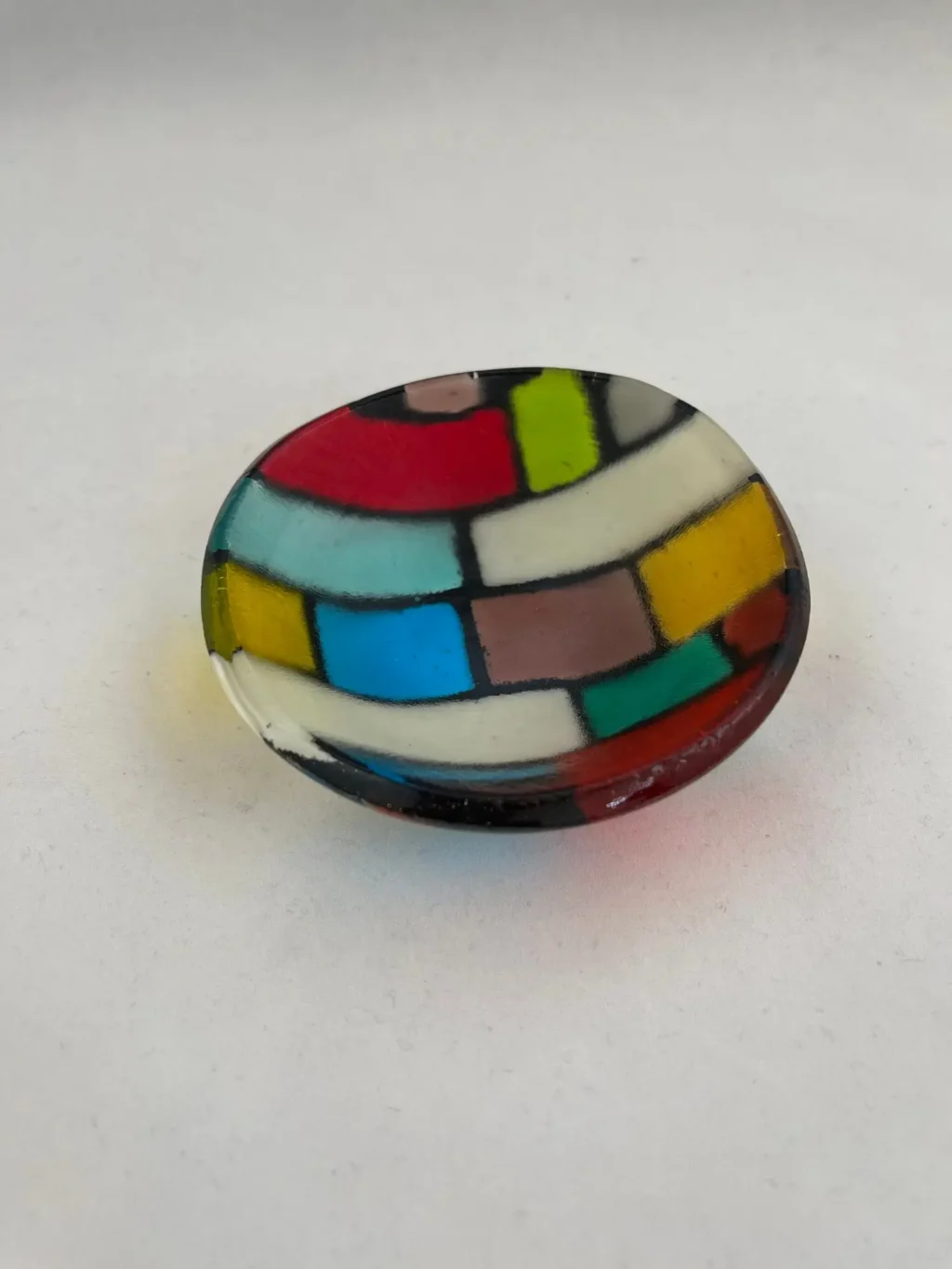 “Patchwork Prism” Small Bowl 3-1/2″ Round - Fused Glass