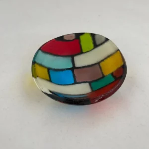 “Patchwork Prism” Small Bowl 3-1/2″ Round - Fused Glass