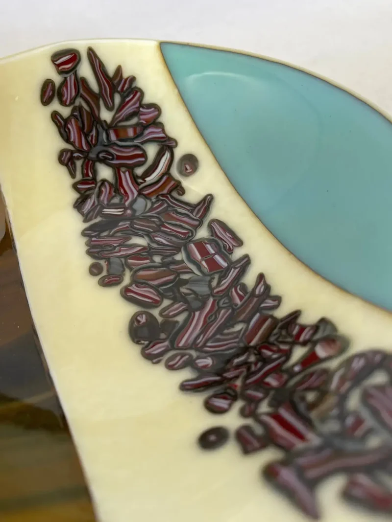 Brown, Cream and Aqua Bowl 6" Round - Image 3