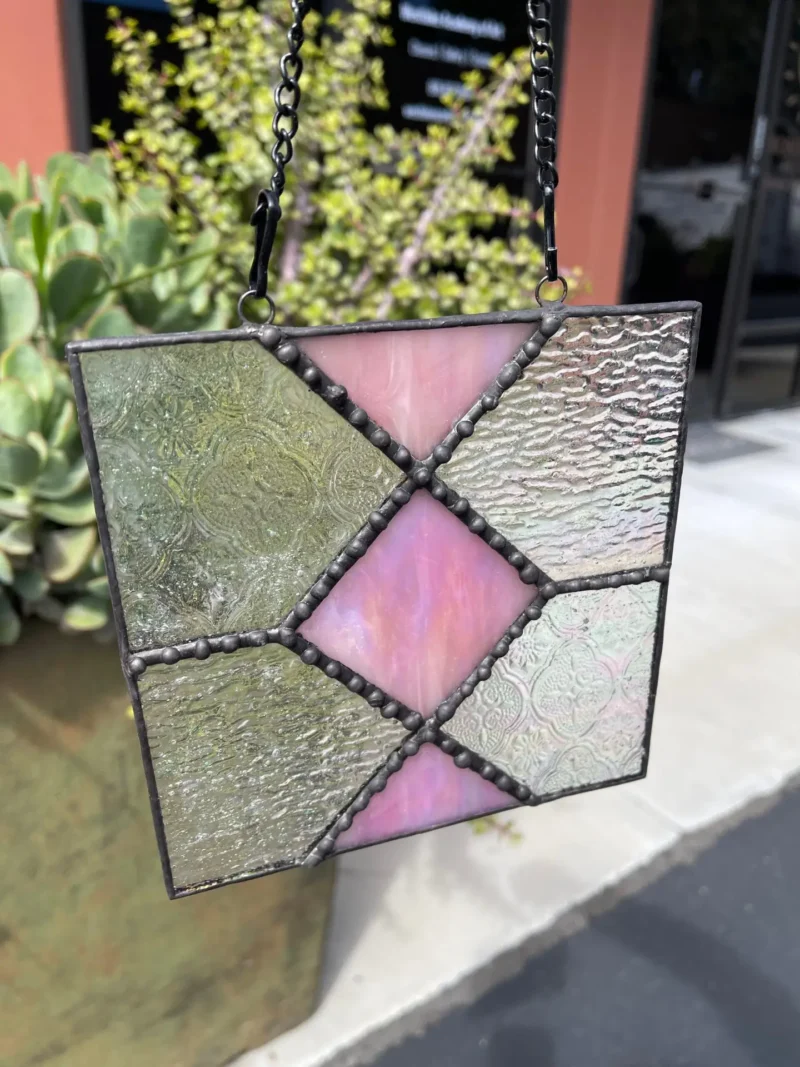 "Dawn Blush" Stained Glass Light Catcher 5 3/4" x 5 3/4" chain included - Image 4