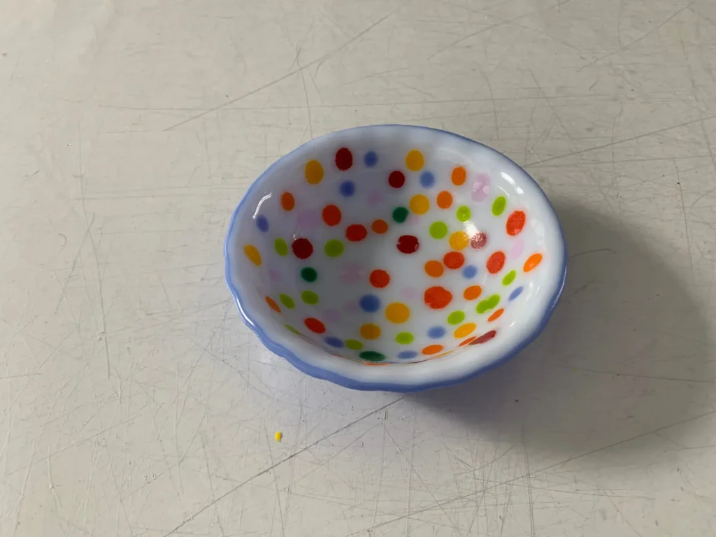 “Polka Dot Party” Bowl 5″ Round - Fused Glass