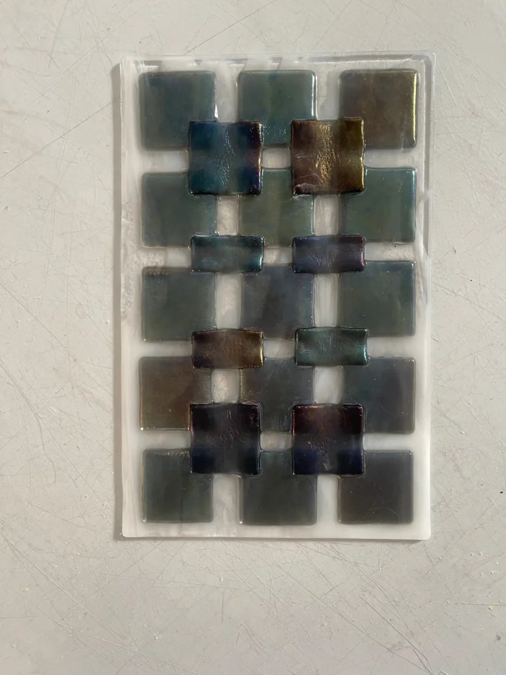 “Smoky Layers” Table Art 7″ x 10-1/2″ - Fused Glass