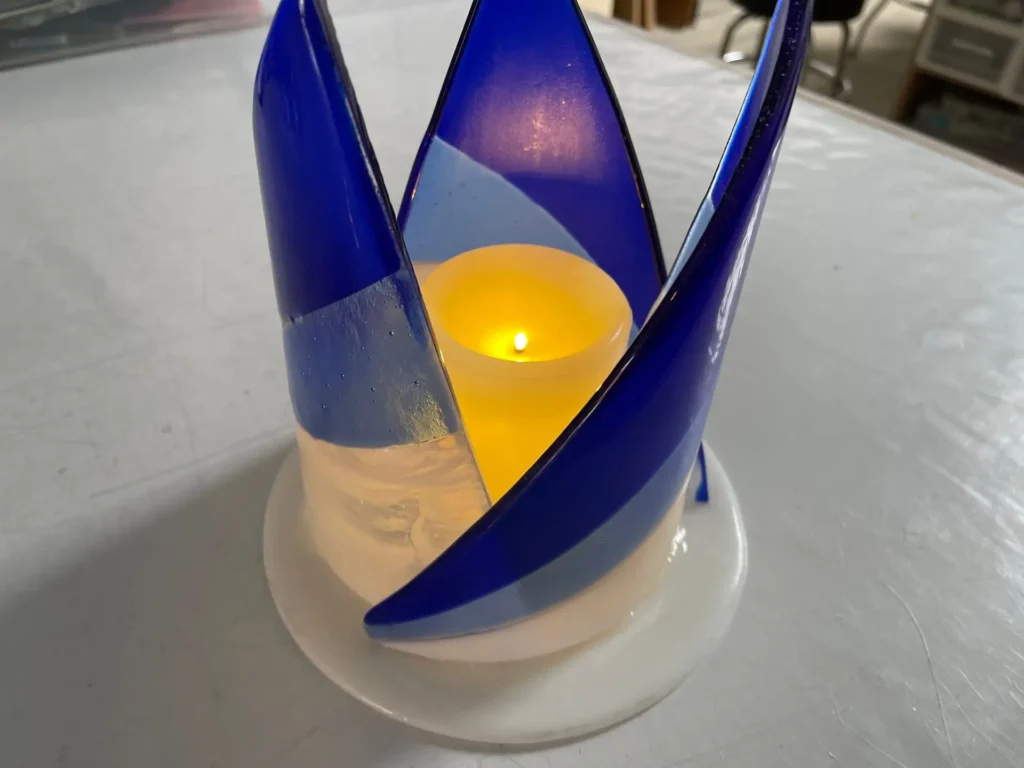 "Cathedral Flame" Candle Holder 8" Round Base x 9" Tall - Image 2