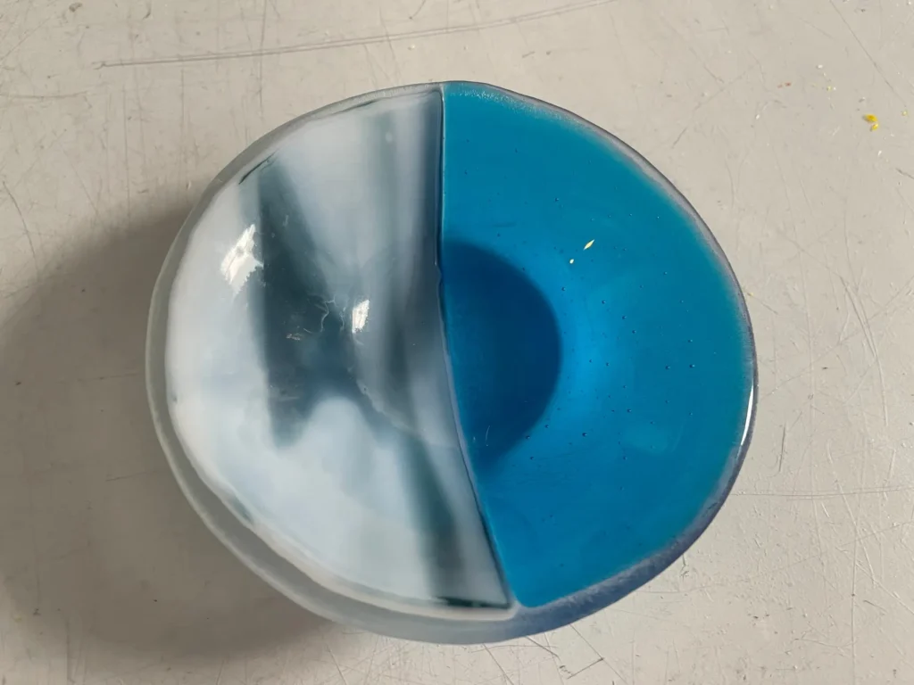 “The Great Divide” Small Bowl 4″ Round - Fused Glass